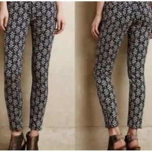 Anthropologie Pilcro and the Letterpress Serif Navy Patterned Skinny Pants boho